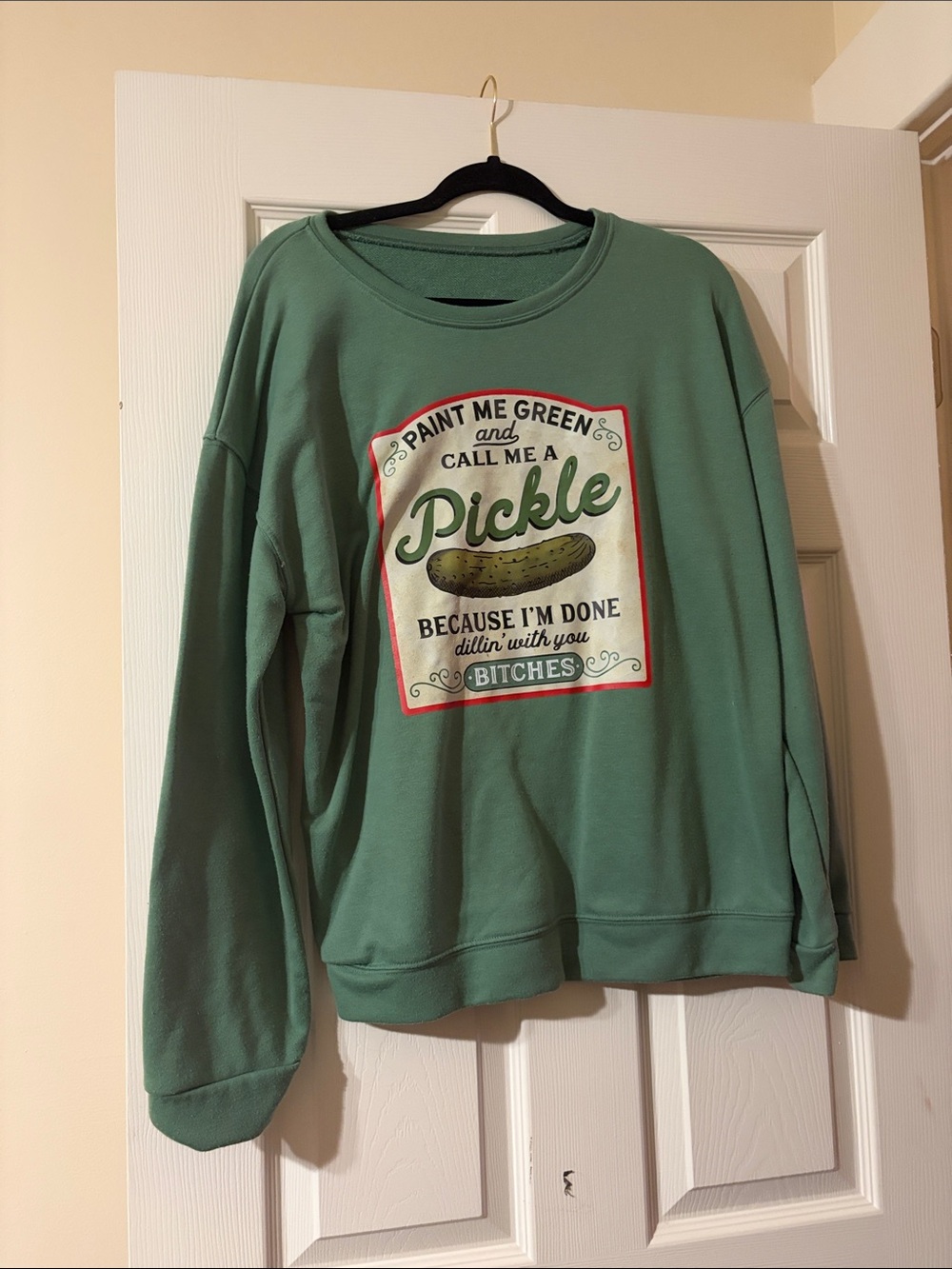 Vineyard Vines Sage Green Graphic Crewneck with Pickle Print